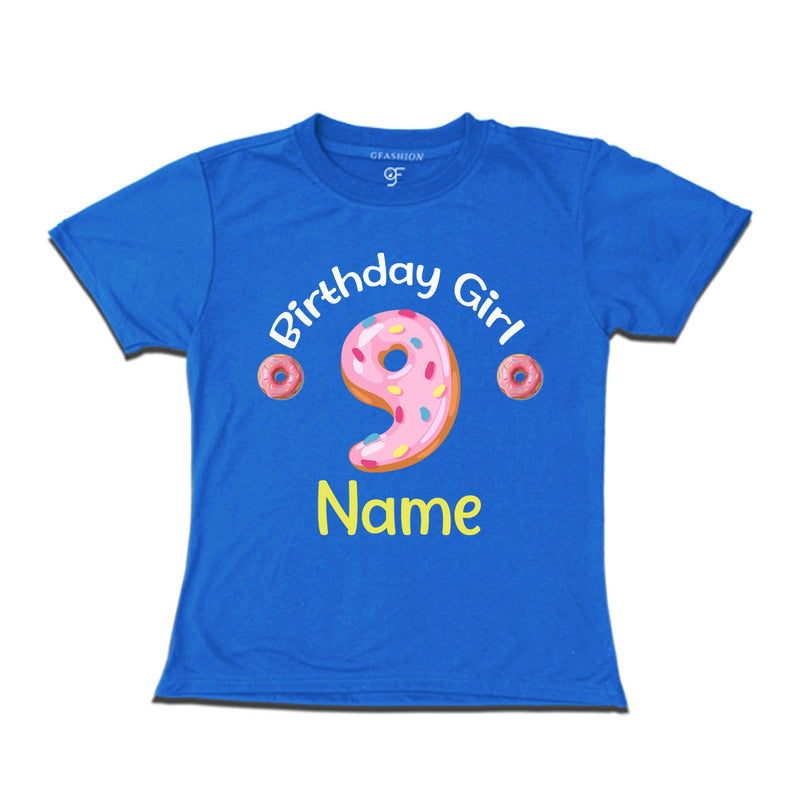 Donut Birthday girl t shirts with name customized for 9th birthday