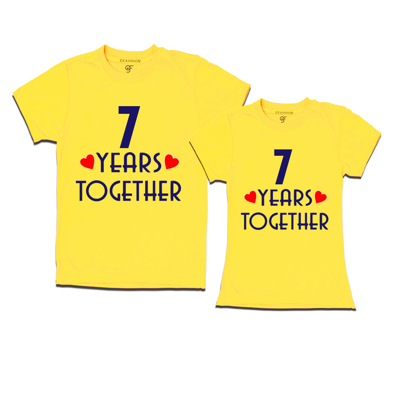 7 years together wedding anniversary couple t-shirts