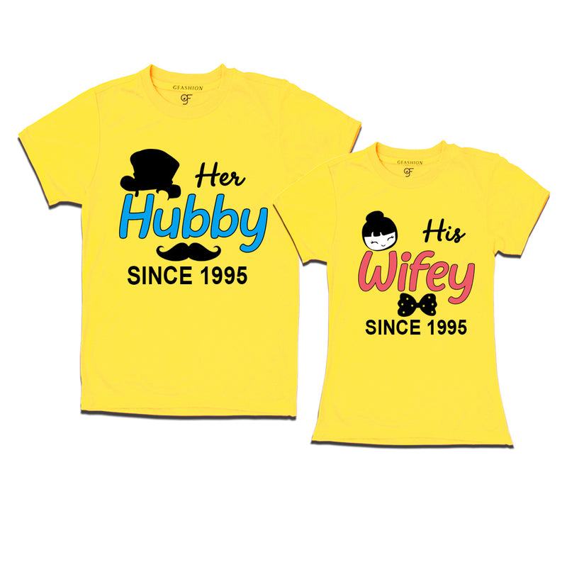 Her Hubby His Wifey since 1995 t shirts for couples