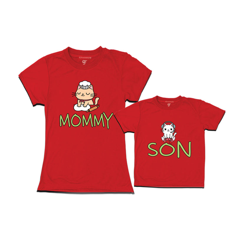 MOMMY SON CUTE CATS MATCHING FAMILY T SHIRTS