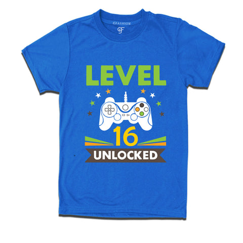 Level 16 Unlocked gamer t-shirts for 16 year old birthday