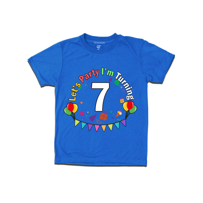 Let's party i'm turning 7 festive birthday t shirts