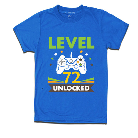 Level 72 Unlocked gamer t-shirts for 72 year old birthday