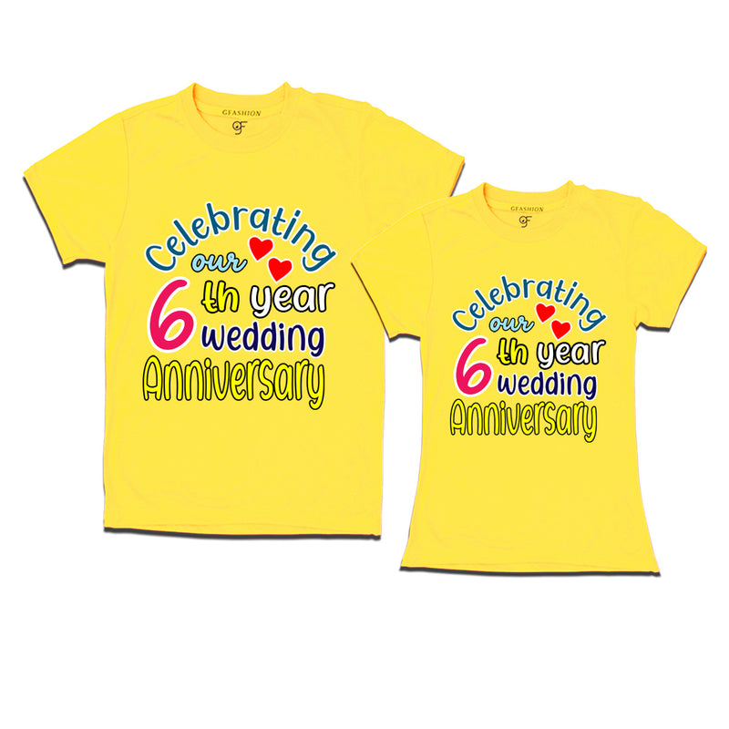 celebrating our 6th year wedding anniversary couple t-shirts