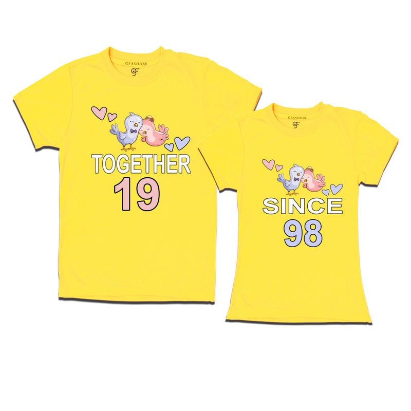 Together since 1998 Couple t-shirts for anniversary with cute love birds