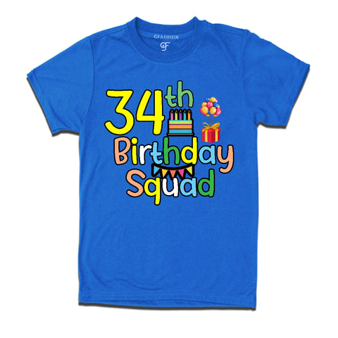 34th birthday squad t shirts