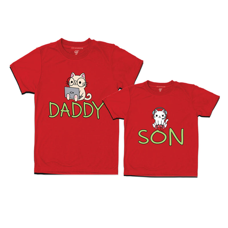 DADDY SON CUTE CATS MATCHING FAMILY T SHIRTS