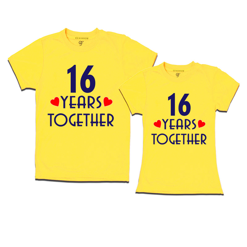 16 years together wedding anniversary couple t-shirts