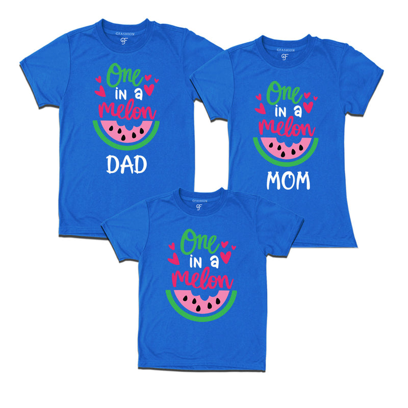 ONE IN A MELON DAD MOM AND KID FAMILY T SHIRTS