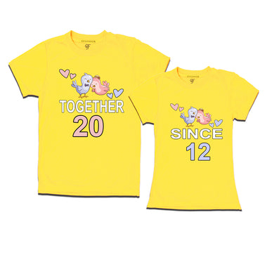 Together since 2012 Couple t-shirts for anniversary with cute love birds