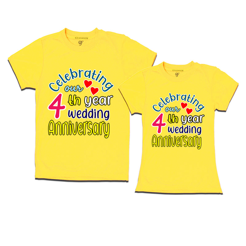 celebrating our 4th year wedding anniversary couple t-shirts