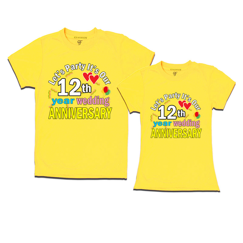 Let's party it's our 12th year wedding anniversary festive couple t-shirts