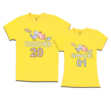 Together since 2001 Couple t-shirts for anniversary with cute love birds