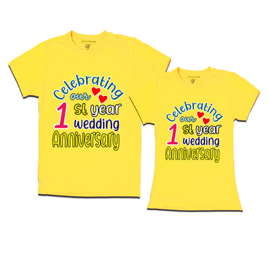celebrating our 1st year wedding anniversary couple t-shirts