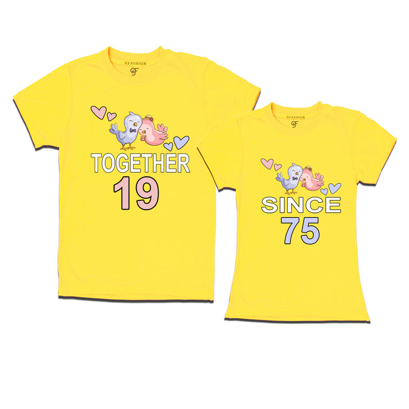 Together since 1975 Couple t-shirts for anniversary with cute love birds