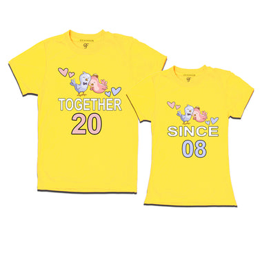 Together since 2008 Couple t-shirts for anniversary with cute love birds