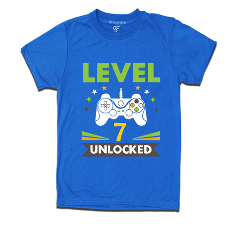 Level 7 Unlocked gamer t-shirts for 7 year old birthday