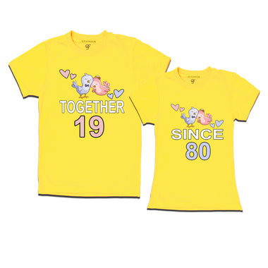 Together since 1980 Couple t-shirts for anniversary with cute love birds