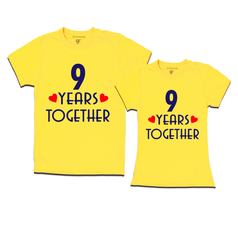 9 years together wedding anniversary couple t-shirts