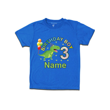 Birthday boy t shirts with dinosaur print and name customized for 3rd year