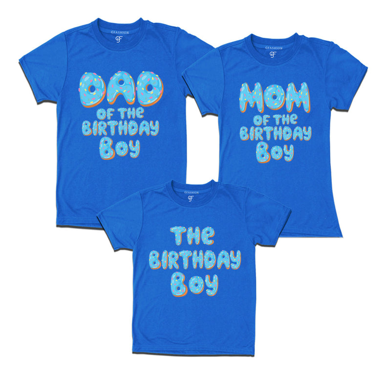 Blue donut tshirts for Dad Mom and birthday Boy