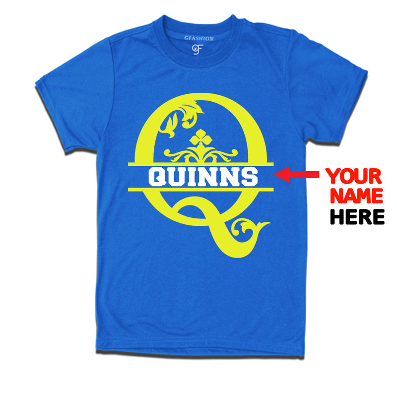 Initial Q with name t shirts for kids and adults
