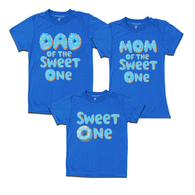 Family T-shirts For Birthday  for sweet one's dad and mom with donut theme