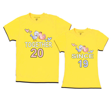 Together since 2019 Couple t-shirts for anniversary with cute love birds