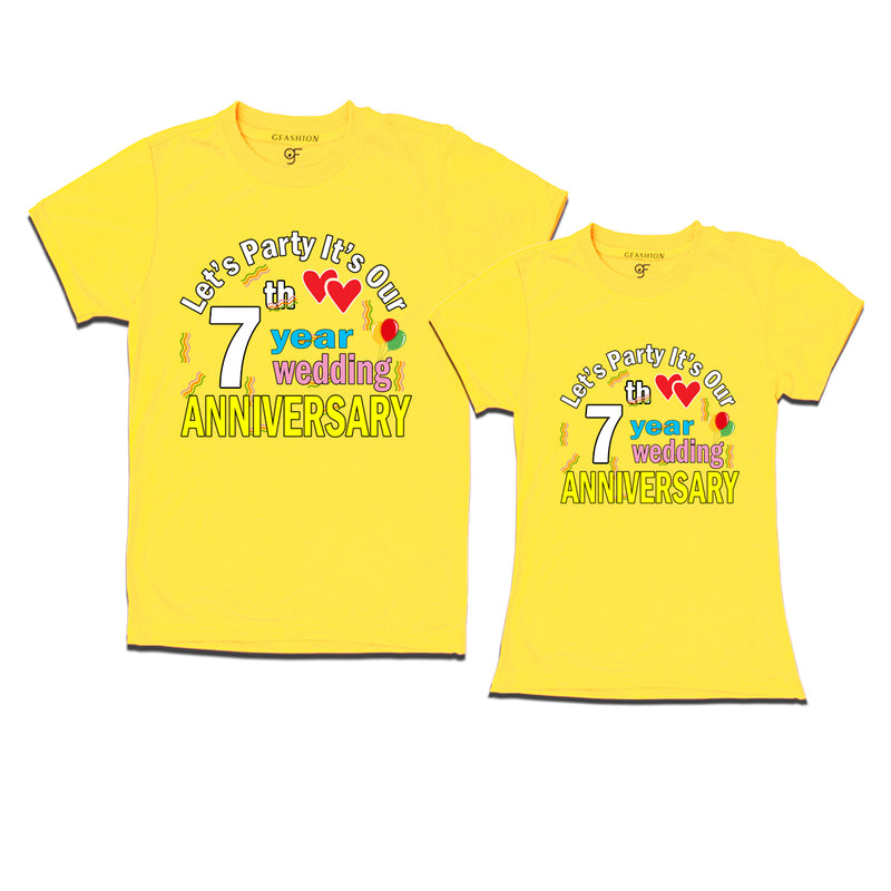 Let's party it's our 7th year wedding anniversary festive couple t-shirts