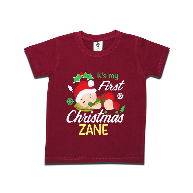 First Christmas T-shirt for baby with Name