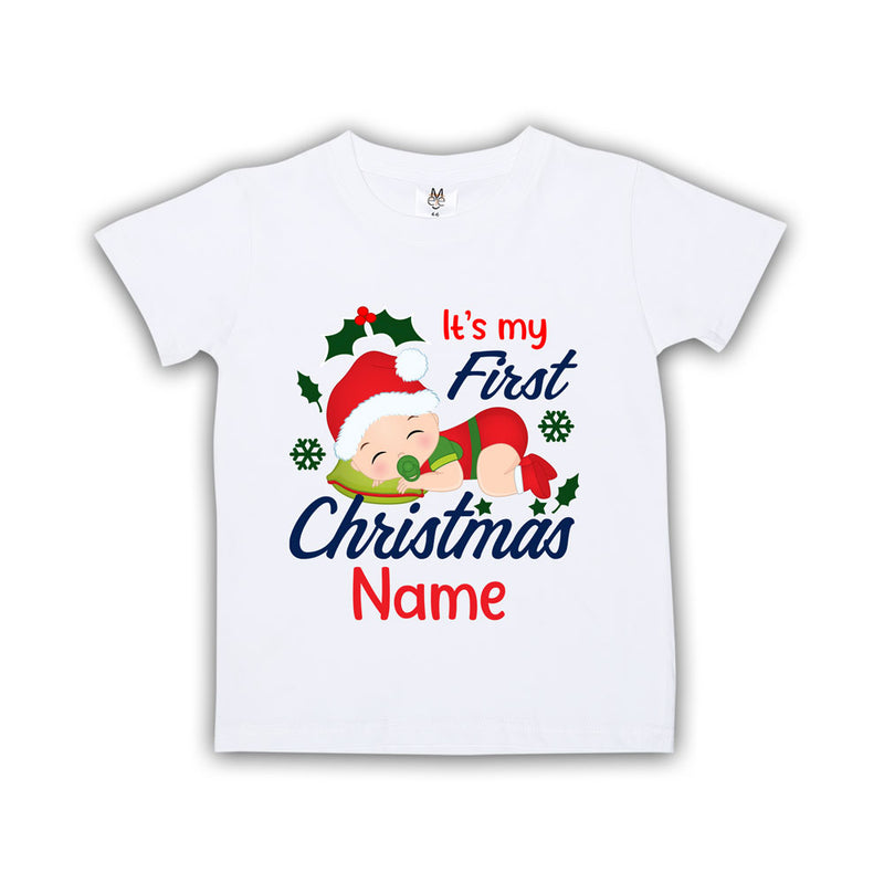 First Christmas T-shirt for baby with Name