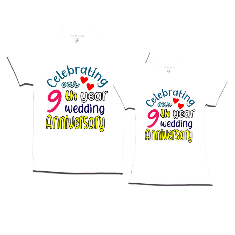 celebrating our 9th year wedding anniversary couple t-shirts