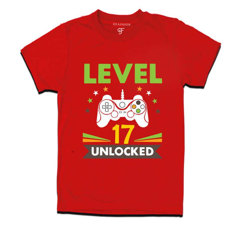 Level 17 Unlocked gamer t-shirts for 17 year old birthday