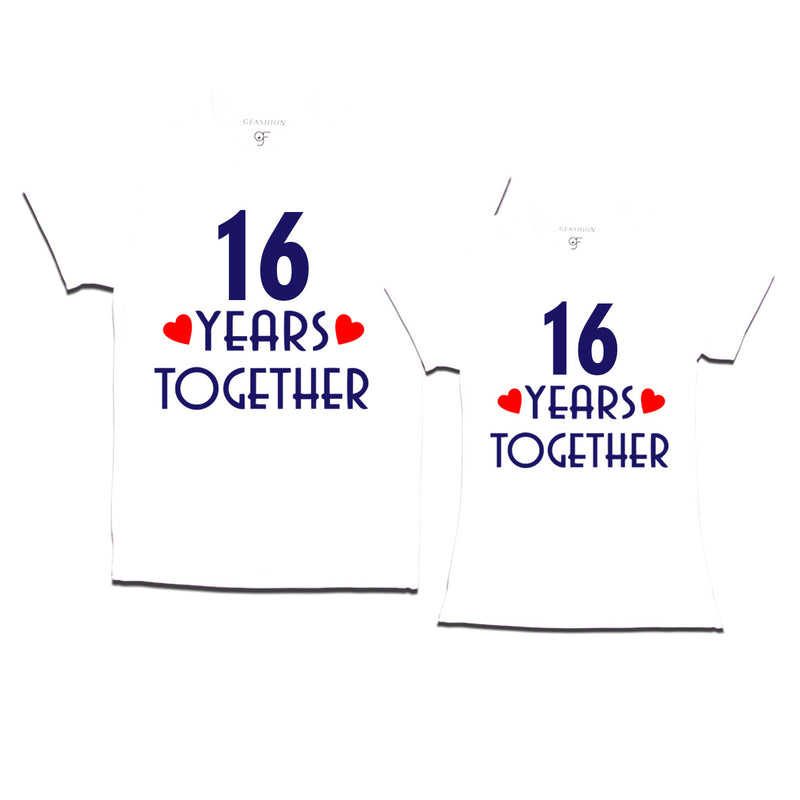 16 years together wedding anniversary couple t-shirts