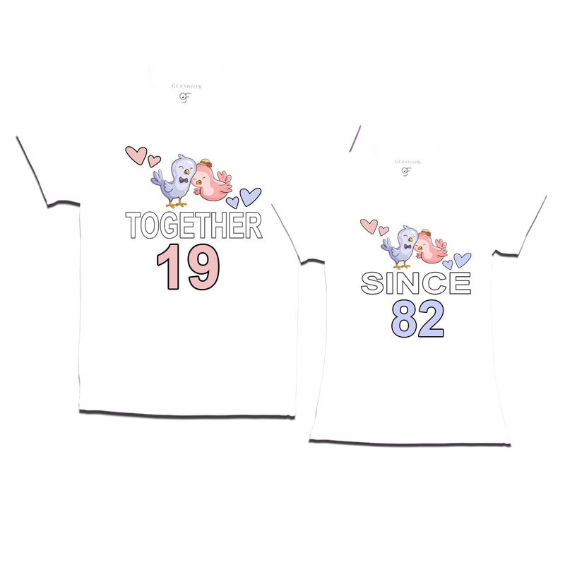 Together since 1982 Couple t-shirts for anniversary with cute love birds