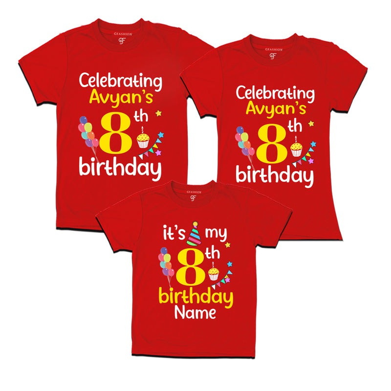 8th birthday name customized t shirts with family