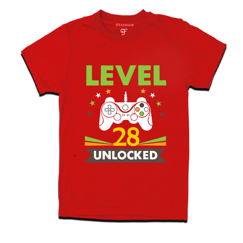 Level 28 Unlocked gamer t-shirts for 28 year old birthday