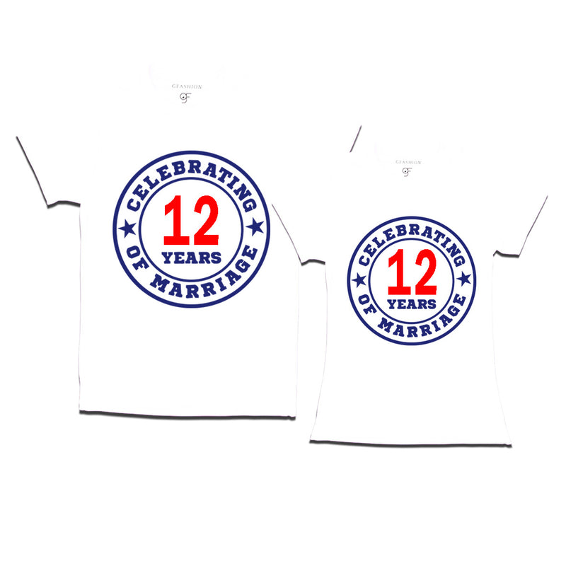 Celebrating 12 years of marriage couple t shirts