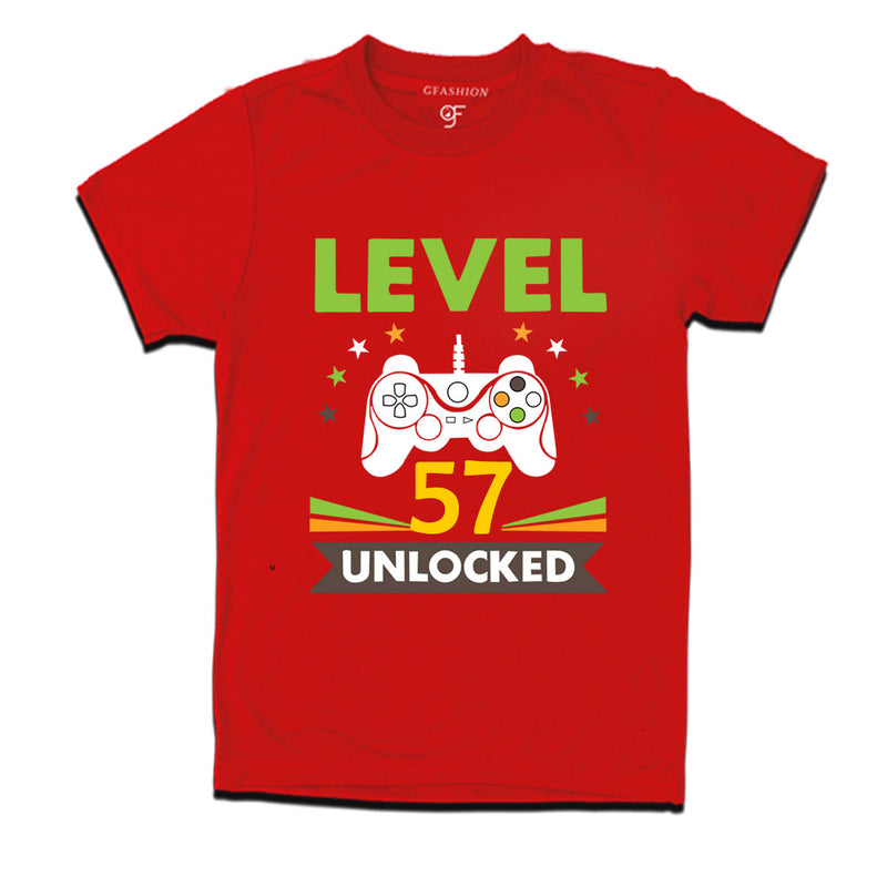 Level 57 Unlocked gamer t-shirts for 57 year old birthday