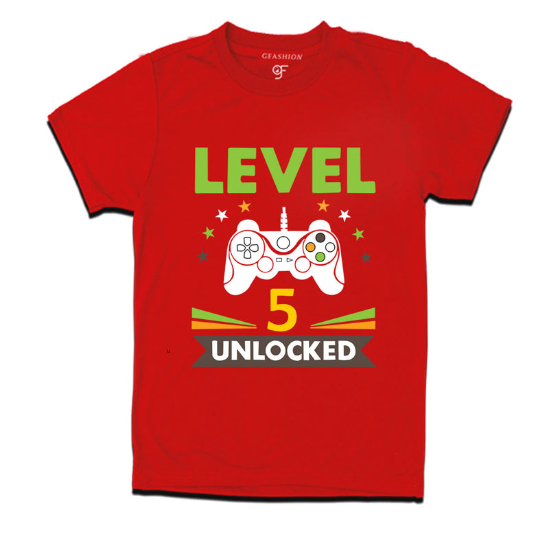 Level 5 Unlocked gamer t-shirts for 5 year old birthday