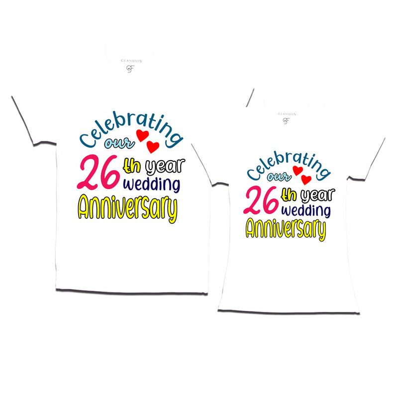 celebrating our 26th year wedding anniversary couple t-shirts