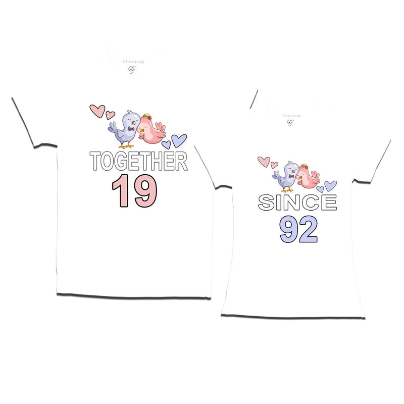 Together since 1992 Couple t-shirts for anniversary with cute love birds