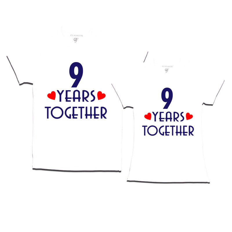 9 years together wedding anniversary couple t-shirts