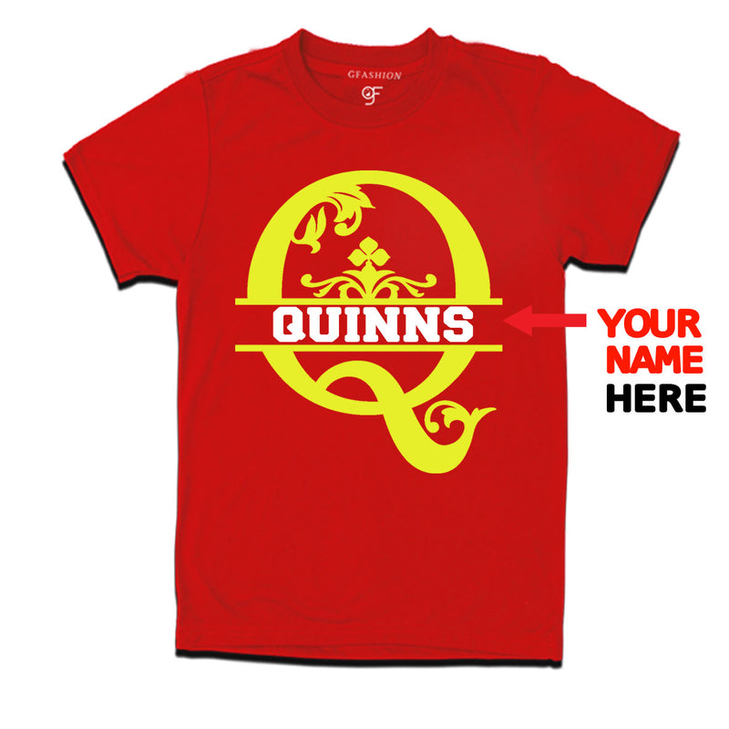Initial Q with name t shirts for kids and adults