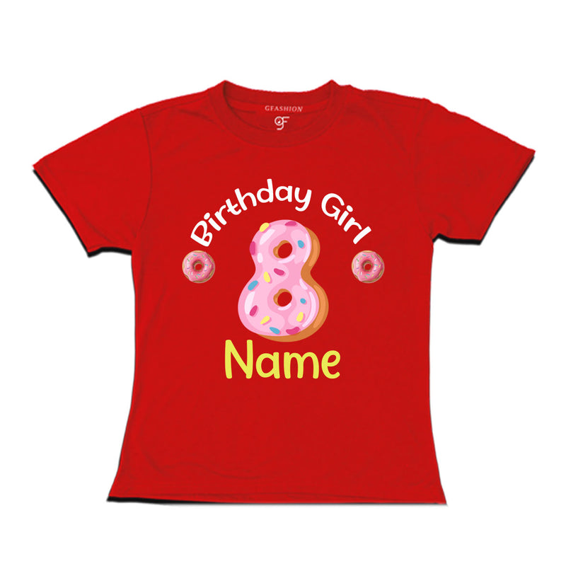Donut Birthday girl t shirts with name customized for 8th birthday