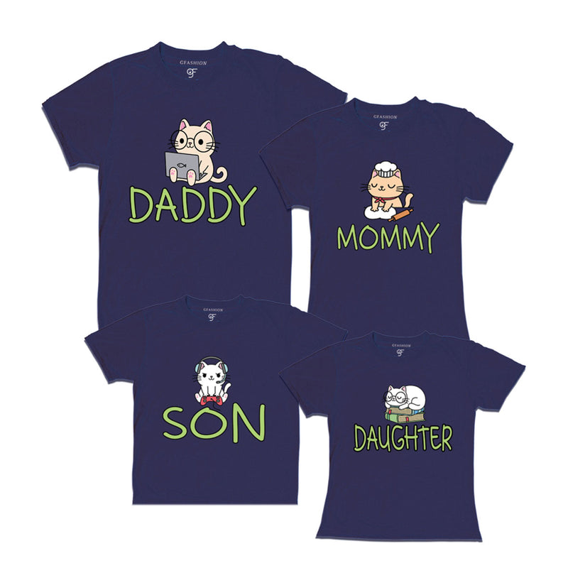 DADDY MOMMY SON DAUGHTER CUTE CATS FAMILY T SHIRTS