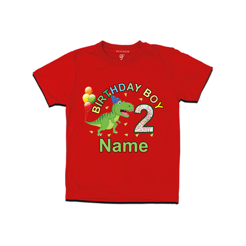 Birthday boy t shirts with dinosaur print and name customized for 2nd year