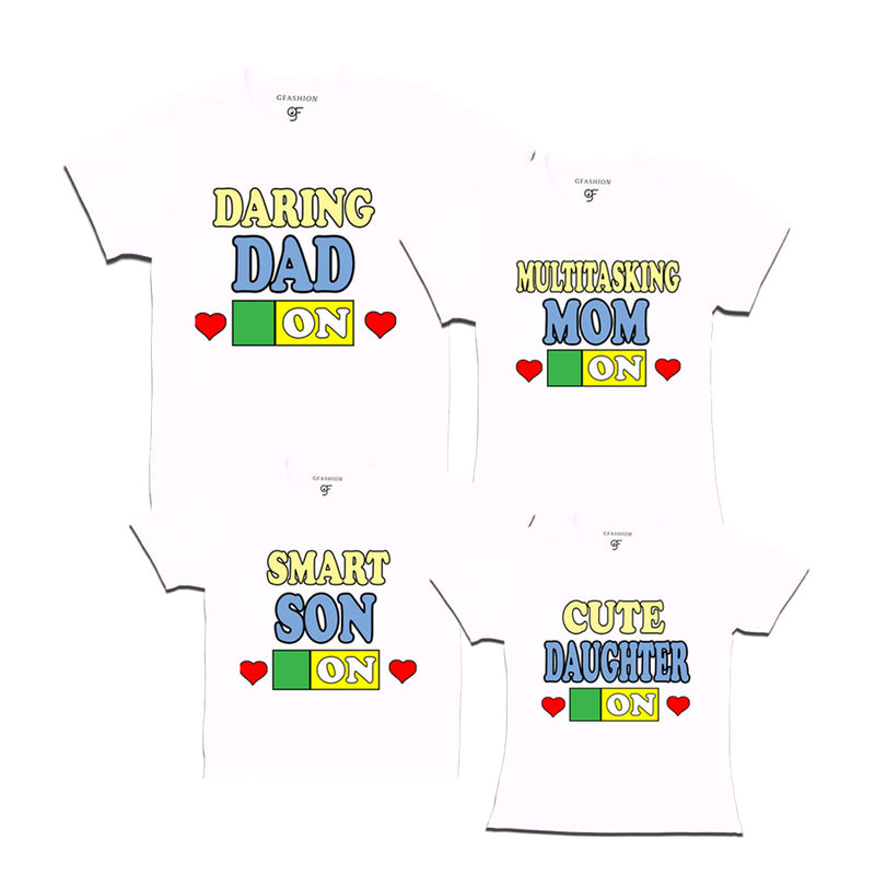 DARING DAD MULTITASKING MOM SMART SON CUTE DAUGHTER ON FAMILY T SHIRTS