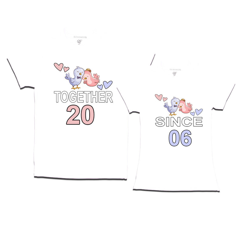 Together since 2006 Couple t-shirts for anniversary with cute love birds