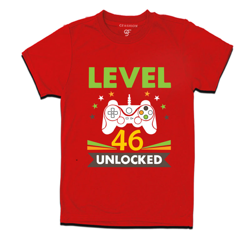 Level 46 Unlocked gamer t-shirts for 46 year old birthday